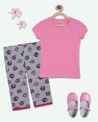 Belive in Yourself Kids Nightwear Girls Printed Cotton Blend(Multicolor Pack of 1)