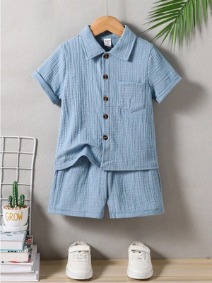 OptNshop Baby Boys Casual Shirt Shorts(Blue)