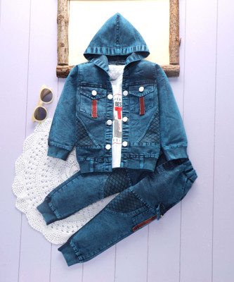 Shirazi Kids Boys Casual Jacket Jeans(BLUE)