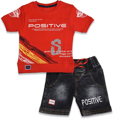 Worton Fashion Boys Casual T-shirt Shorts(Red)