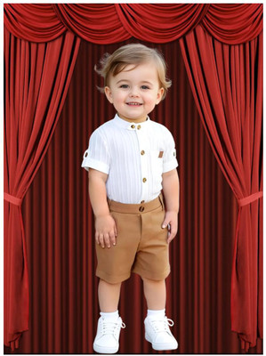 Riyannshi Boys Casual Shirt Pant(Brown)
