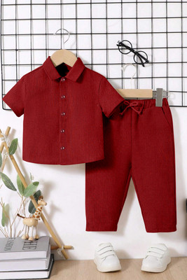 Ompax Boys Casual Shirt Pant(RED)