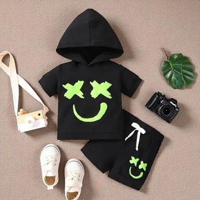 Iffat collection Baby Boys Casual T-shirt Shorts(BLACK)