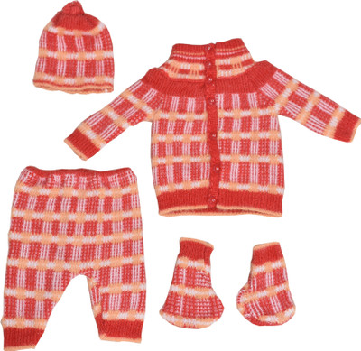 THE LITTLE BOY Baby Boys & Baby Girls Casual Sweater Pyjama(Red)