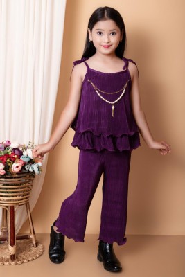 NEW BADSHA DRESSES Girls Party(Festive) Top Pant(Purple)