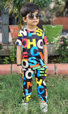 ANIKA CREATIONN Boys & Girls Party(Festive) T-shirt Trouser(Multicolor)