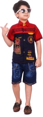 Fashioncore Boys Casual Shirt Shorts(Red)