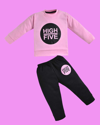 HouseOfCommon Baby Boys & Baby Girls Party(Festive) T-shirt Pant(Pink & Black)