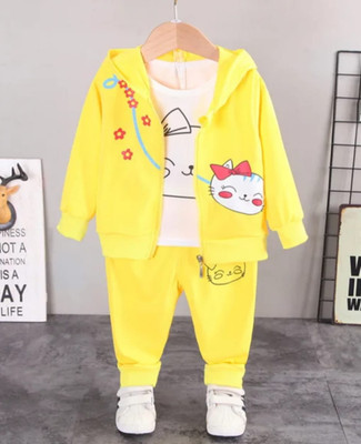 CocksComb Baby Boys & Baby Girls Party(Festive) T-shirt Pant(White, Yellow)