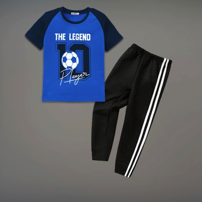 tarsier Boys Casual T-shirt Track Pants(BK.NETFOLD PANT AND PLAYER S.SLV)