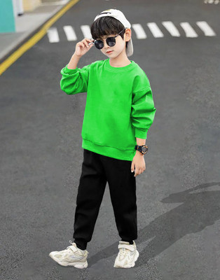 LGGARMENTS Boys Casual T-shirt Track Pants(Green_5)