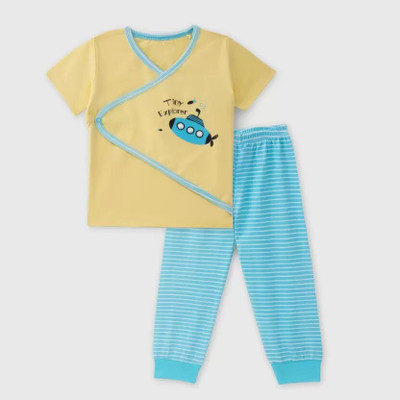 FASHION GRAB Baby Boys & Baby Girls Casual T-shirt Pant(Light Yellow)