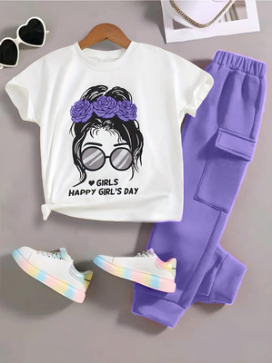 HouseOfCommon Girls Casual Top Pant(Purple)