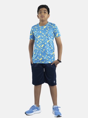 KiddoPanti Boys Casual T-shirt Shorts(Blue & Yellow /Navy)