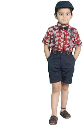 ZIKIGO Baby Boys Party(Festive) Shirt Shorts(Red)