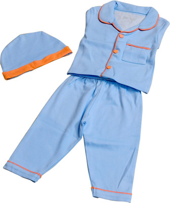 OM COLLECTIONS Baby Boys & Baby Girls Casual Pyjama Shirt(Light Blue)