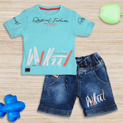Worton Fashion Boys Casual T-shirt Shorts(BLUE)
