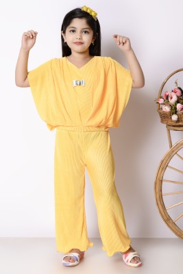 A Asma dresses Girls Casual Top Pant(Yellow)