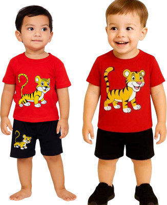 SEGRO Baby Boys & Baby Girls Casual T-shirt Shorts(RED, RED)