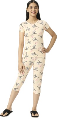 SINI MINI Girls Casual Pyjama Sleepsuit(PARIS_AOP)