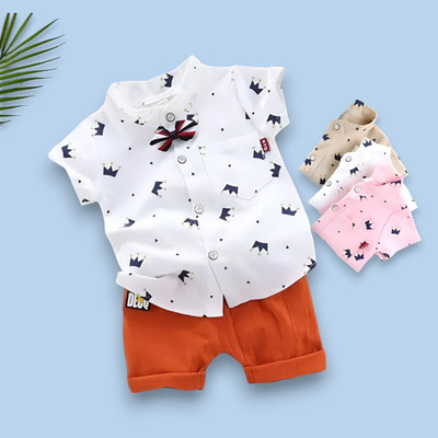KIDVIDA Baby Boys & Baby Girls Casual Shirt Shorts(ROYALTAJ_WHITE_FANTA)