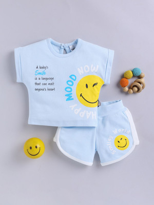 YK X Tinyo Baby Girls Casual Top Shorts(Blue)