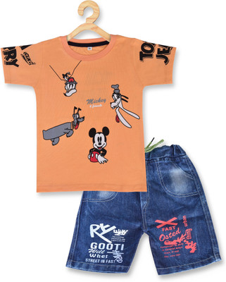 Style Generation Boys Mickey Party(Festive) T-shirt Pant(Orange)