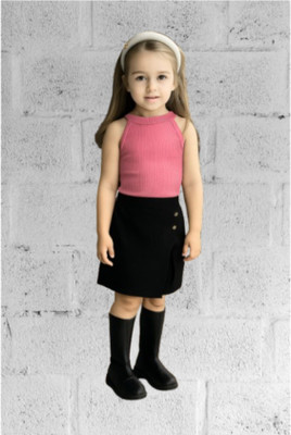RIYASNHI Girls Casual Top Shorts(Pink, Black)