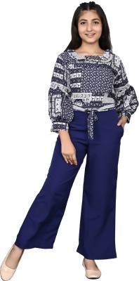 Mabish By Sonal Jain Girls Casual Top Pant(Blue_W)