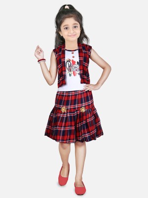 Born Wear Girls Casual Top Skirt(RED)