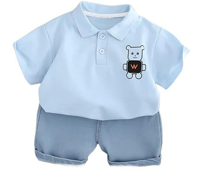 Shree Shyam Baby Boys Casual T-shirt Shorts(Blue)
