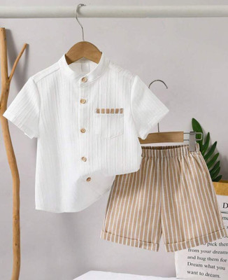 THREADNEST Baby Boys & Baby Girls Party(Festive) Shirt Shorts(BROWN)