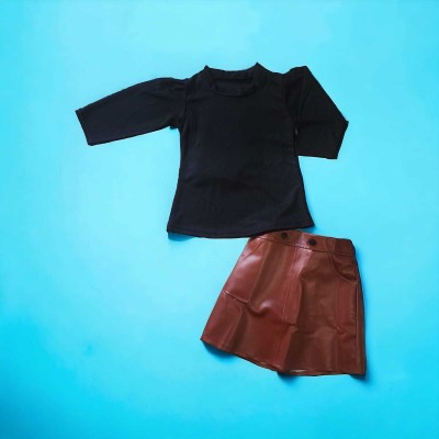 vaikun Baby Girls Casual Top Skirt(brown)