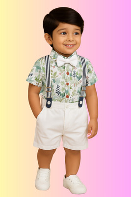 KRIYU CREATION Boys Party(Festive) Shirt Shorts(GREEN)