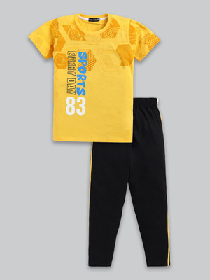 Todd N Teen Boys Casual T-shirt Track Pants(Yellow1)