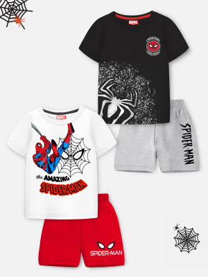 MARVEL BY MISS & CHIEF Boys Avengers Casual T-shirt Shorts(White, Black)