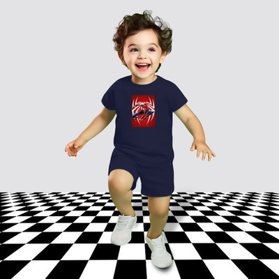 Mitansh Baby Boys & Baby Girls Casual T-shirt Shorts(Navy)