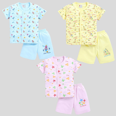 Mars Infiniti Baby Boys & Baby Girls Casual T-shirt Shorts(Pink, Yellow, Blue)
