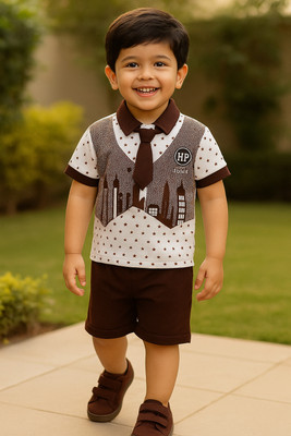 Wishkaro Baby Boys Casual T-shirt Shorts(Coffee)