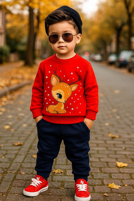 toystshirt Boys & Girls Casual Sweatshirt Pant(Red & Navy)