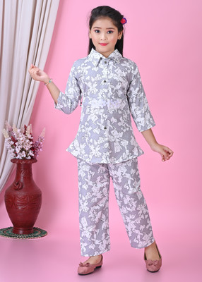 Alm Dresses Girls Party(Festive) Top Pant(Grey)