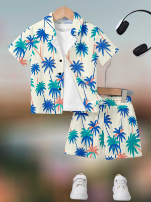 Braxumber Baby Boys & Baby Girls Casual Shirt Shorts(Cream)