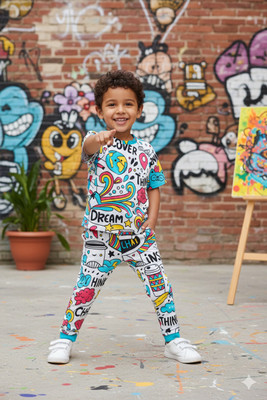 TINIMINI Boys Casual T-shirt Pant(ICEWHITE)