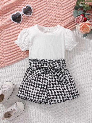 HouseOfCommon Baby Girls Party(Festive) Top Shorts(White)