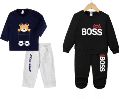 CuteHug Baby Boys & Baby Girls Casual Dress T-shirt, Pyjama(Navy Black)