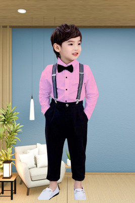KRIYU CREATION Boys & Girls Party(Festive) Shirt Pant(Pink)