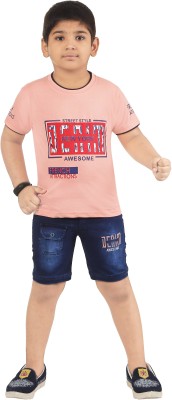 ZADMUS Baby Boys Party(Festive) T-shirt Shorts(Peach)