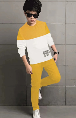 SIXER Boys Casual T-shirt Track Pants(YELLOW)