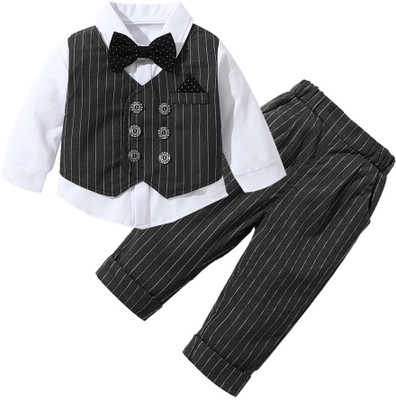 Belliza Baby Boys & Baby Girls Party(Festive) Waistcoat Pant, Bow Tie, Waistcoat(BLACK LINING)