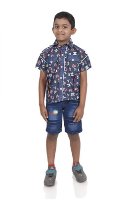 Aceline Boys Party(Festive) Shirt Shorts(Light Blue)